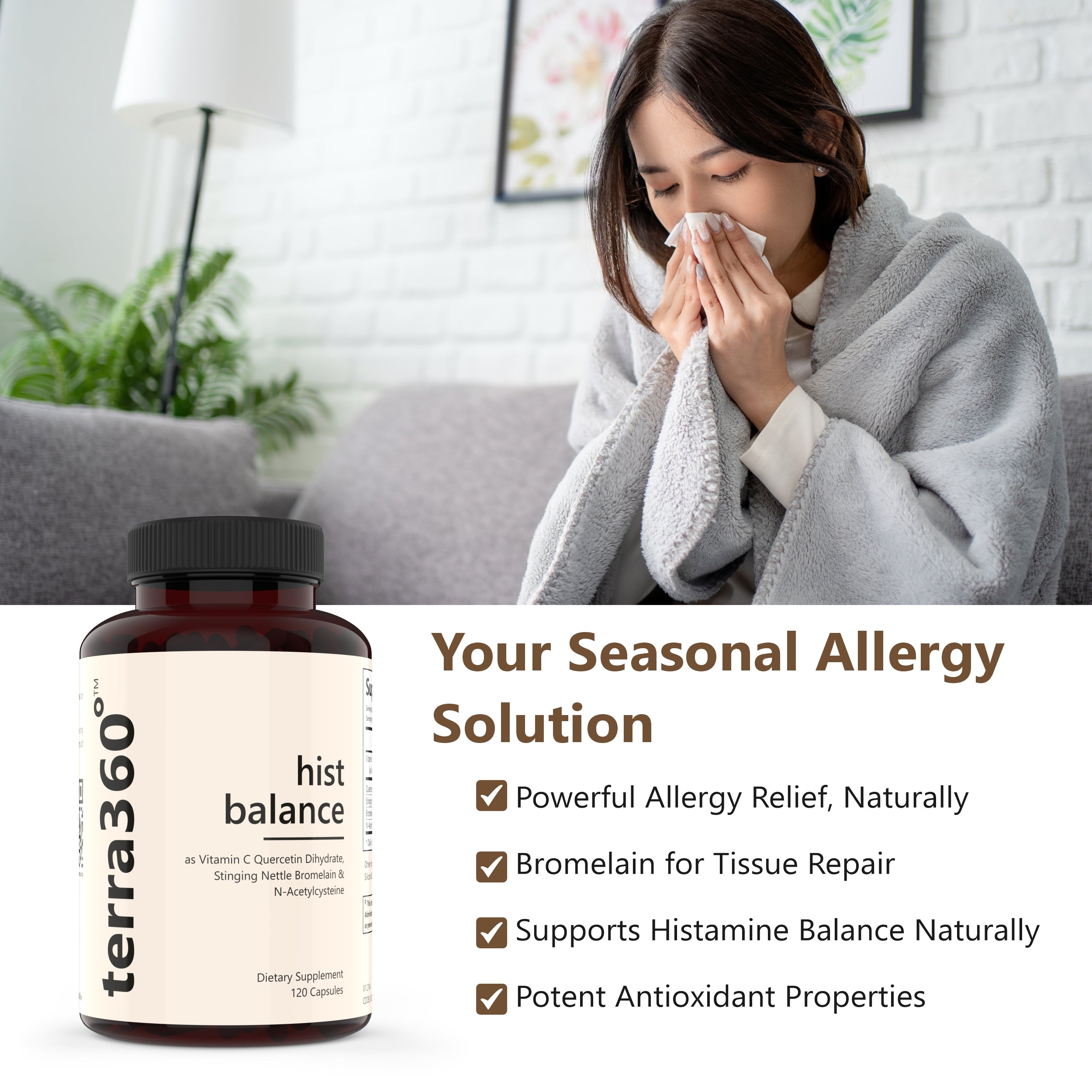 Terra360° Hist Balance - (Pack of 3) Allergy & Immune Support (120 Capsules)