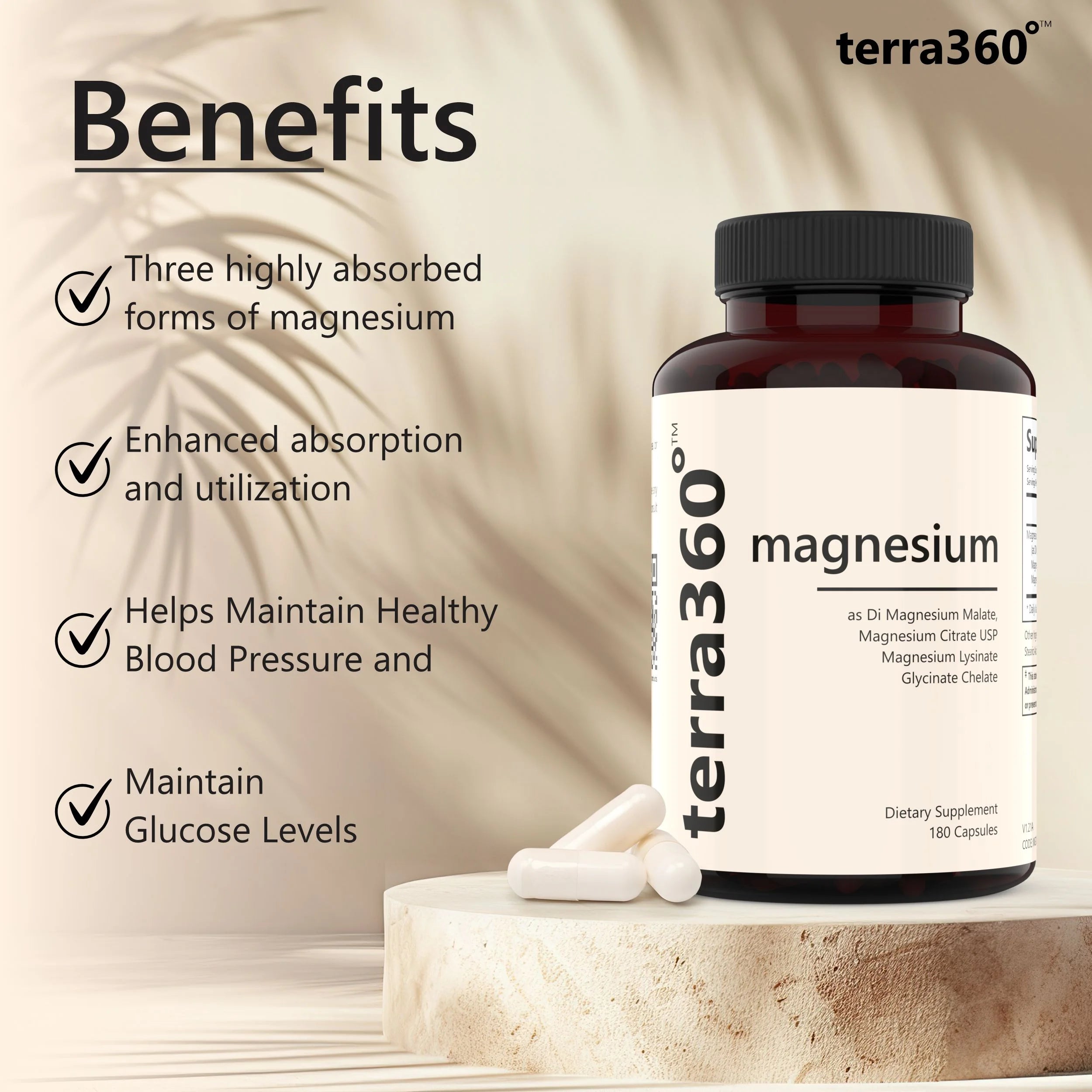 terra360° Magnesium Capsules - Heart, Muscle & Nerve Support